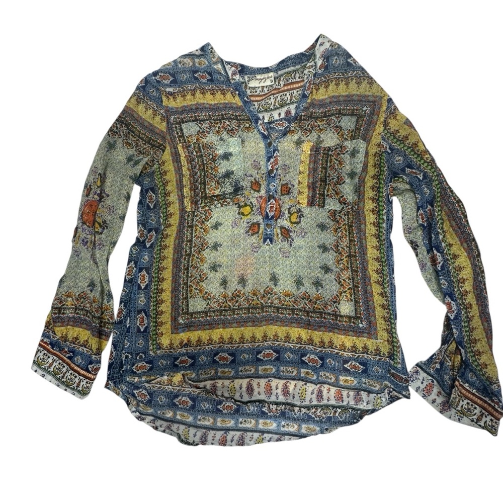 Magazine Printed 100% Cotton Boho Gypsy Blouse s